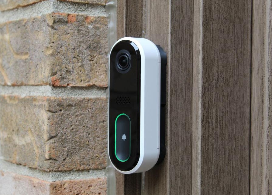 Video doorbell installed at the front door
