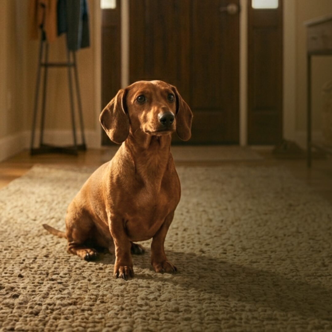 high-end residential front door with a smart lock, person holding a smartphone nearby, warm evening lighting, golden hour, blurred background of a cozy living room with a golden retriever, professional photography style, minimalist and secure vibe.