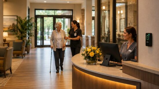 Assisted living security entrance with camera
