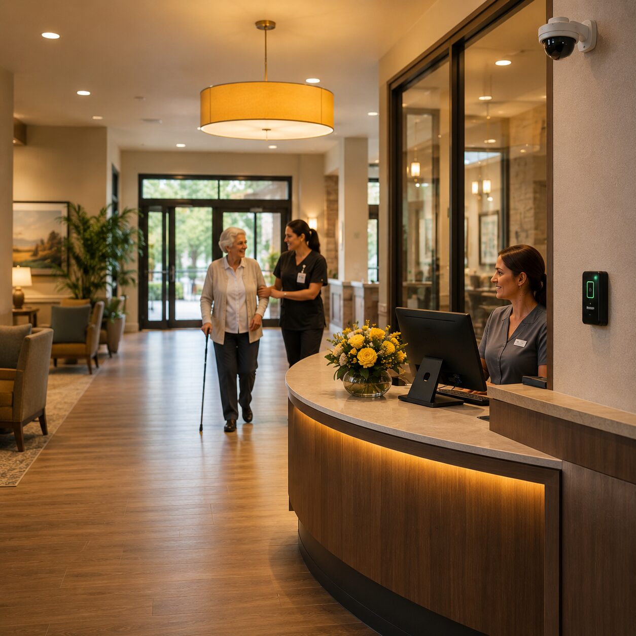 Assisted living security entrance with camera