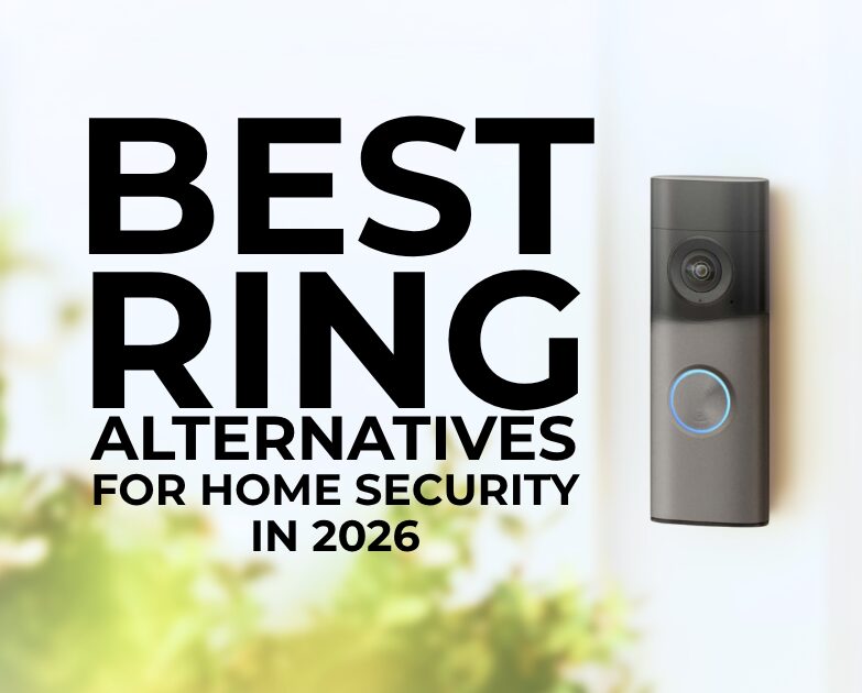 Ring doorbell with text that says Top Ring Alternatives