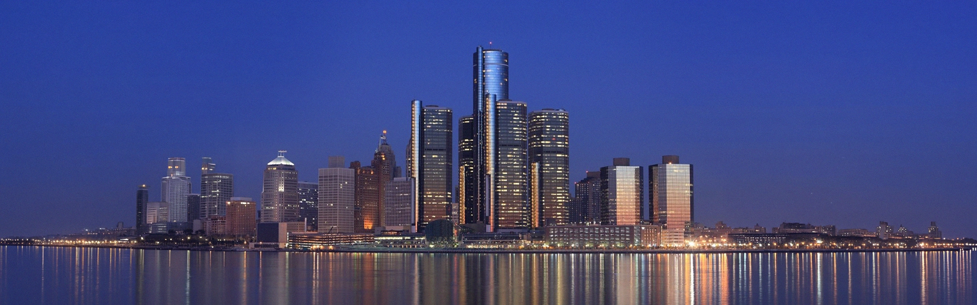 Detroit skyline at night